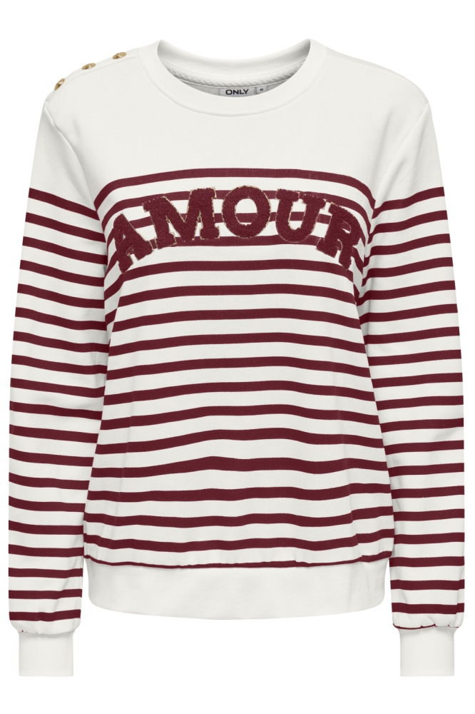 ONLALLIE L/S STRIPE O-NECK CS SWT 15333434 Cloud Dancer/Cabernet
